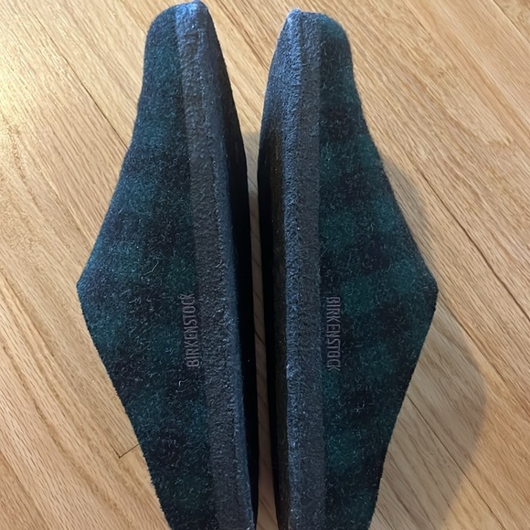Birkenstock Blue Green Plaid Wool Felt Zermatt Shearling Slipper Sz 43 - Picture 6 of 12